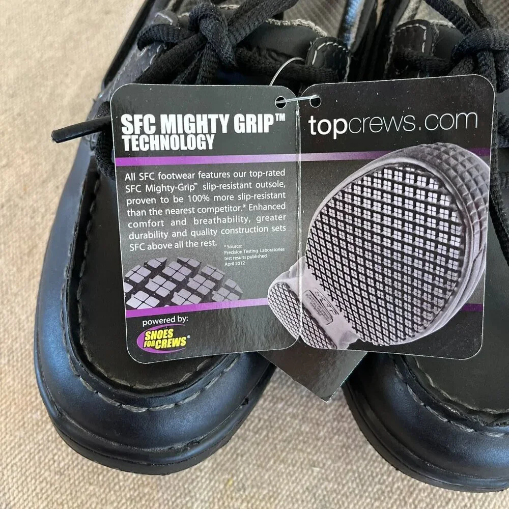 TopCrews Woman's Black Leather Work Slip-Resistant Shoes Sz 10 - Picture 10 of 13